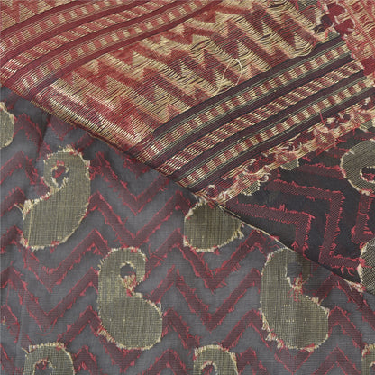 Sanskriti Vintage Black Heavy Indian Sarees Pure Silk Hand-Woven Sari Sustainable Fabric