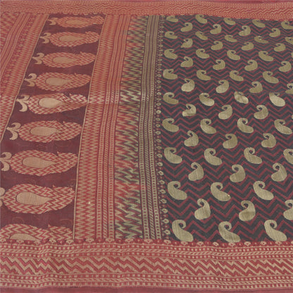 Sanskriti Vintage Black Heavy Indian Sarees Pure Silk Hand-Woven Sari Sustainable Fabric