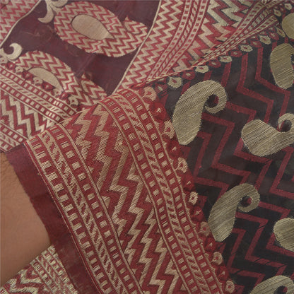 Sanskriti Vintage Black Heavy Indian Sarees Pure Silk Hand-Woven Sari Sustainable Fabric