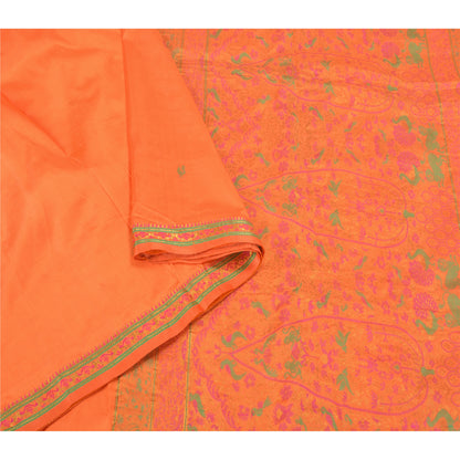 Sanskriti Vintage Peach Heavy Sarees 100% Pure Silk Woven Zari Sari Sustainable Fabric