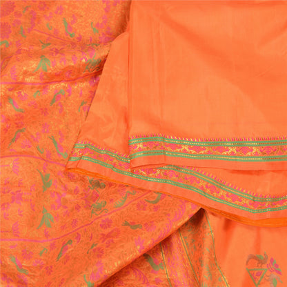 Sanskriti Vintage Peach Heavy Sarees 100% Pure Silk Woven Zari Sari Sustainable Fabric