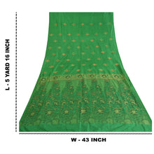 Load image into Gallery viewer, Sanskriti Vintage Green Heavy Indian Sarees Pure Silk Hand-Woven Sari Fabric
