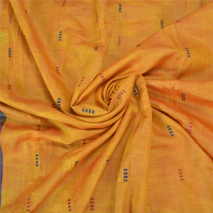 Sanskriti Vintage Safran Tunge Indiske Sarier Ren Silke Håndvævet Sari Bæredygtigt Stof