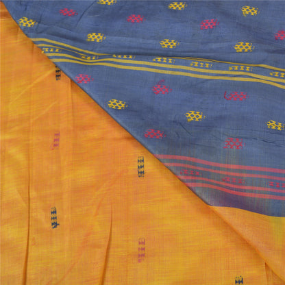 Sanskriti Vintage Safran Tunge Indiske Sarier Ren Silke Håndvævet Sari Bæredygtigt Stof