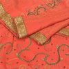 Sanskriti Vintage Red Heavy Sarees Pure Georgette Silk Hand Beaded Sari Sustainable Fabric