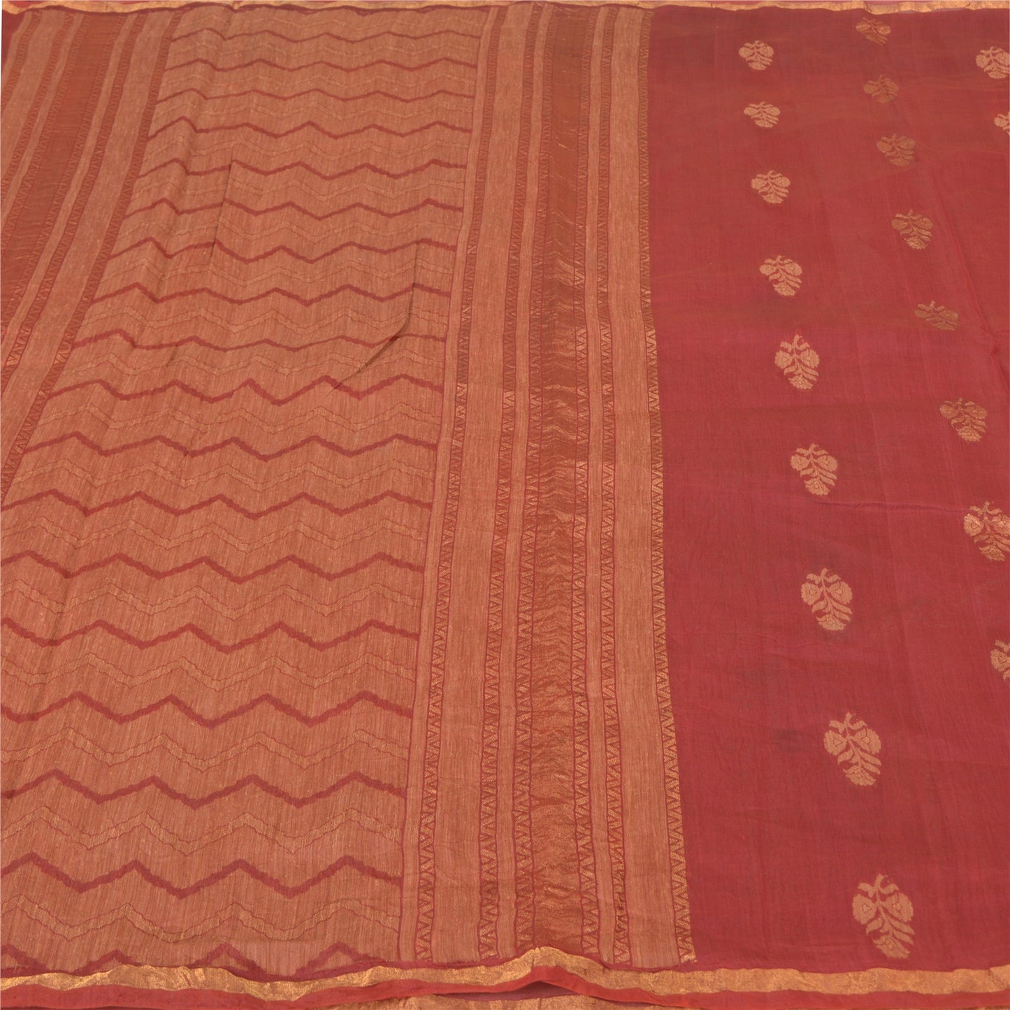 Санскрити Винтаж Шафран Тяжелые Индийские Сари Чистый Шелк Ручной Работы Сари Экологичная Ткань