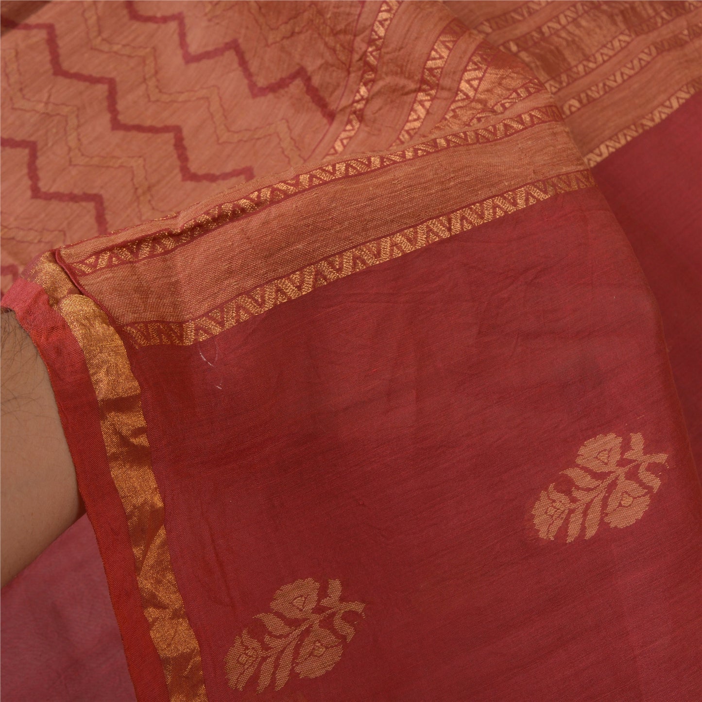 Санскрити Винтаж Шафран Тяжелые Индийские Сари Чистый Шелк Ручной Работы Сари Экологичная Ткань