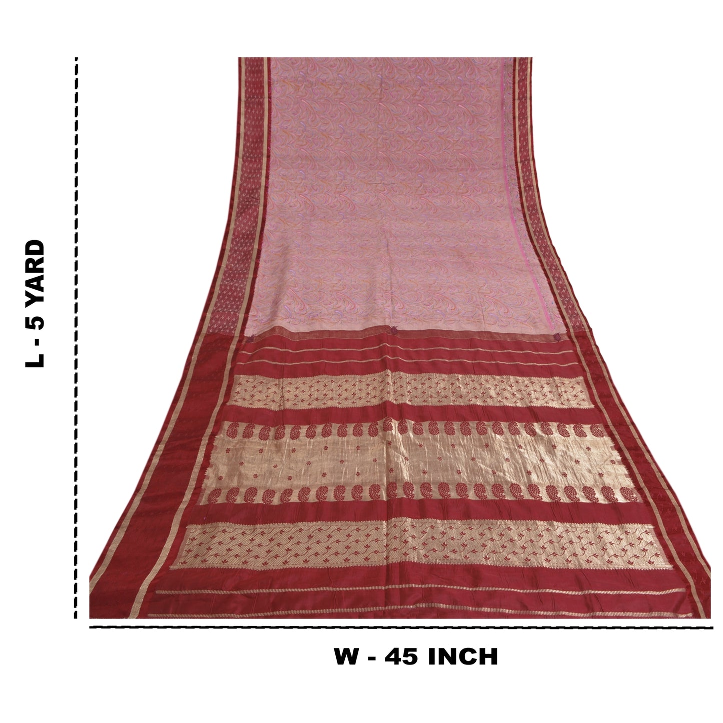 Sanskriti Vintage Pink Heavy Wedding Sarees Pure Silk Woven Brocade Sari Sustainable Fabric