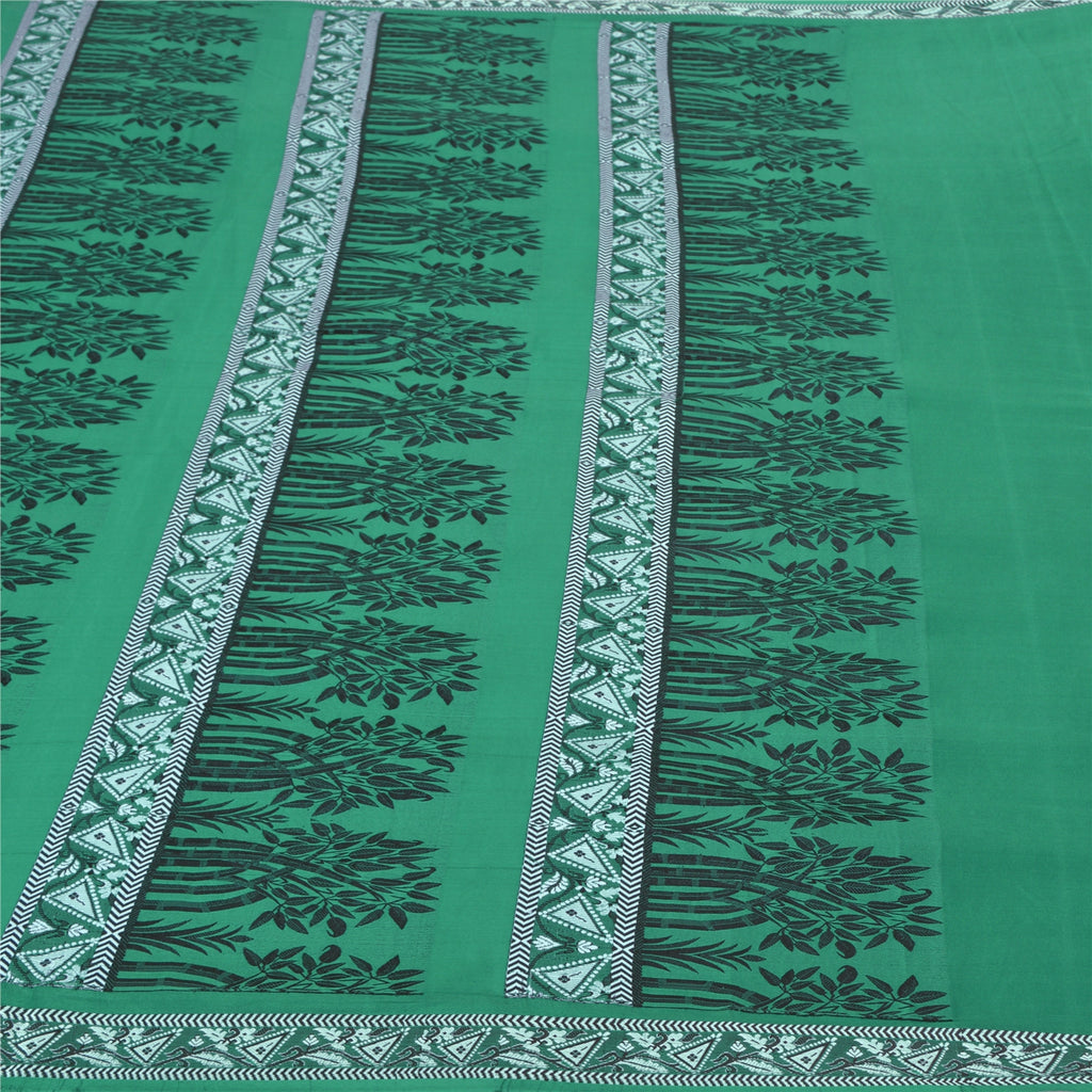 Sanskriti Vintage Green Heavy Indian Sarees Pure Silk Woven Sari Sustainable Fabric