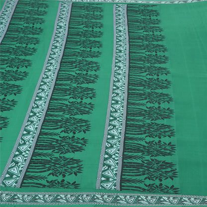 Sanskriti Vintage Green Heavy Indian Sarees Pure Silk Woven Sari Sustainable Fabric