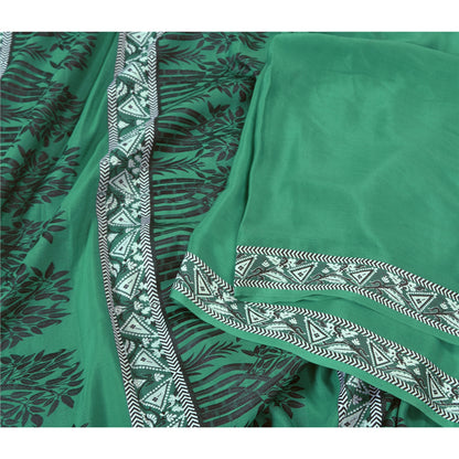 Sanskriti Vintage Green Heavy Indian Sarees Pure Silk Woven Sari Sustainable Fabric