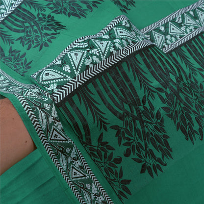Sanskriti Vintage Green Heavy Indian Sarees Pure Silk Woven Sari Sustainable Fabric