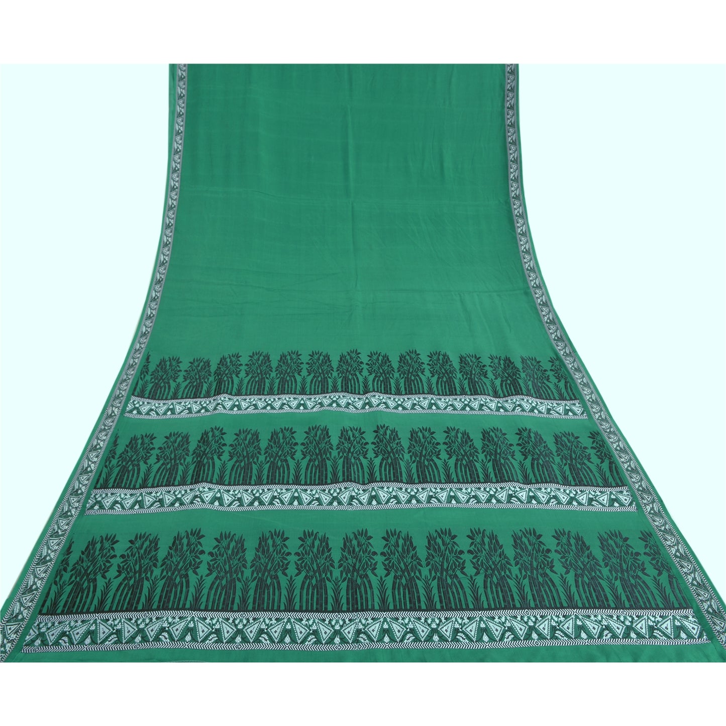 Sanskriti Vintage Green Heavy Indian Sarees Pure Silk Woven Sari Sustainable Fabric