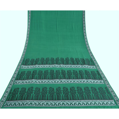 Sanskriti Vintage Green Heavy Indian Sarees Pure Silk Woven Sari Sustainable Fabric