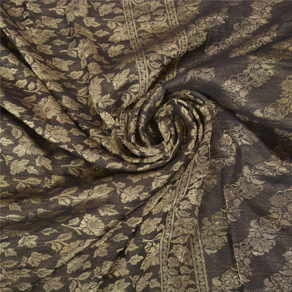 Sanskriti Vintage Black Heavy Indian Sarees Pure Silk Woven Zari Sari Sustainable Fabric