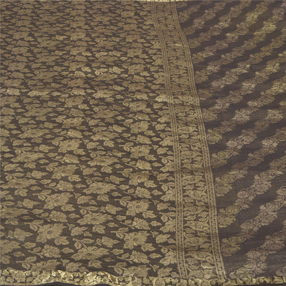 Sanskriti Vintage Black Heavy Indian Sarees Pure Silk Woven Zari Sari Sustainable Fabric