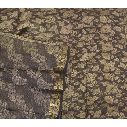 Sanskriti Vintage Black Heavy Indian Sarees Pure Silk Woven Zari Sari Sustainable Fabric