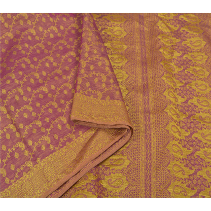 Sanskriti Vintage Heavy Purple Sarees Pure Silk Woven Brocade Zari Sari Sustainable Fabric