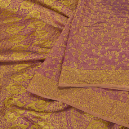 Sanskriti Vintage Heavy Purple Sarees Pure Silk Woven Brocade Zari Sari Sustainable Fabric