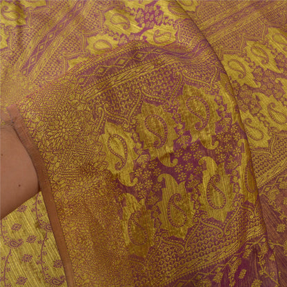 Sanskriti Vintage Heavy Purple Sarees Pure Silk Woven Brocade Zari Sari Sustainable Fabric