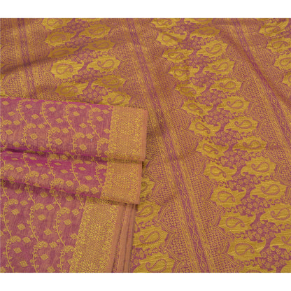 Sanskriti Vintage Heavy Purple Sarees Pure Silk Woven Brocade Zari Sari Sustainable Fabric