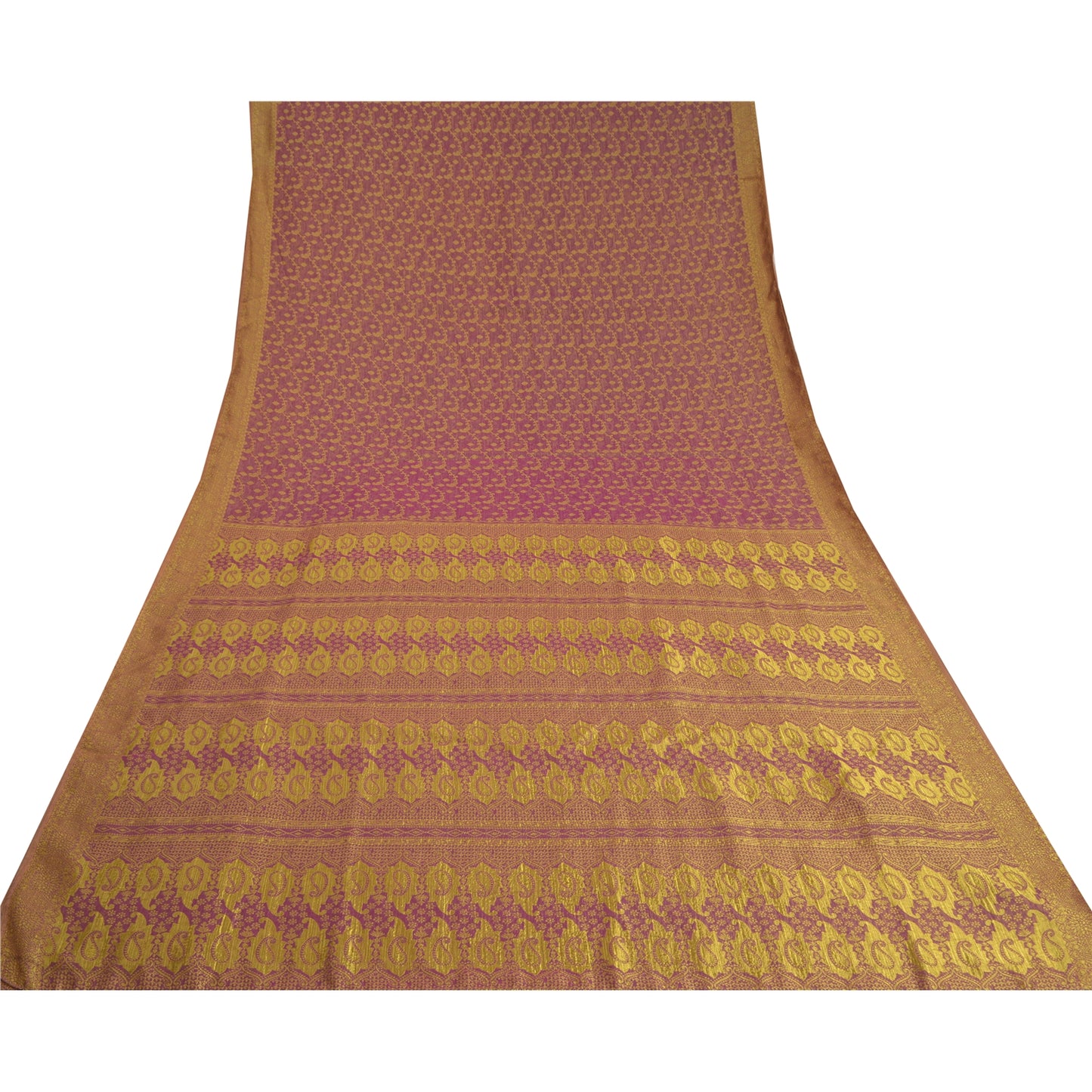 Sanskriti Vintage Heavy Purple Sarees Pure Silk Woven Brocade Zari Sari Sustainable Fabric