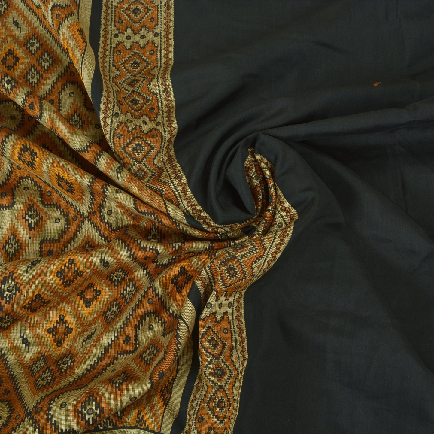 Sanskriti Vintage Saffron Heavy Indian Sarees 100% Pure Silk Woven Sari Sustainable Fabric