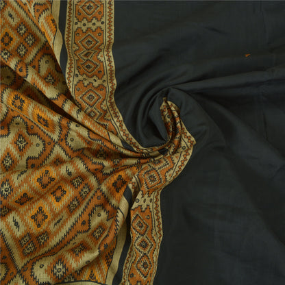 Sanskriti Vintage Saffron Heavy Indian Sarees 100% Pure Silk Woven Sari Sustainable Fabric