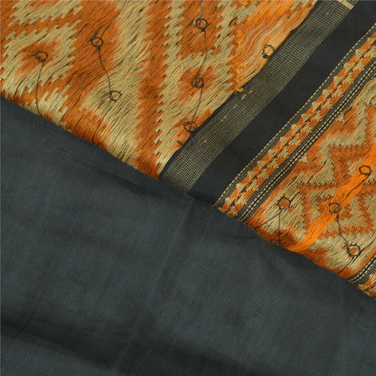 Sanskriti Vintage Saffron Heavy Indian Sarees 100% Pure Silk Woven Sari Sustainable Fabric