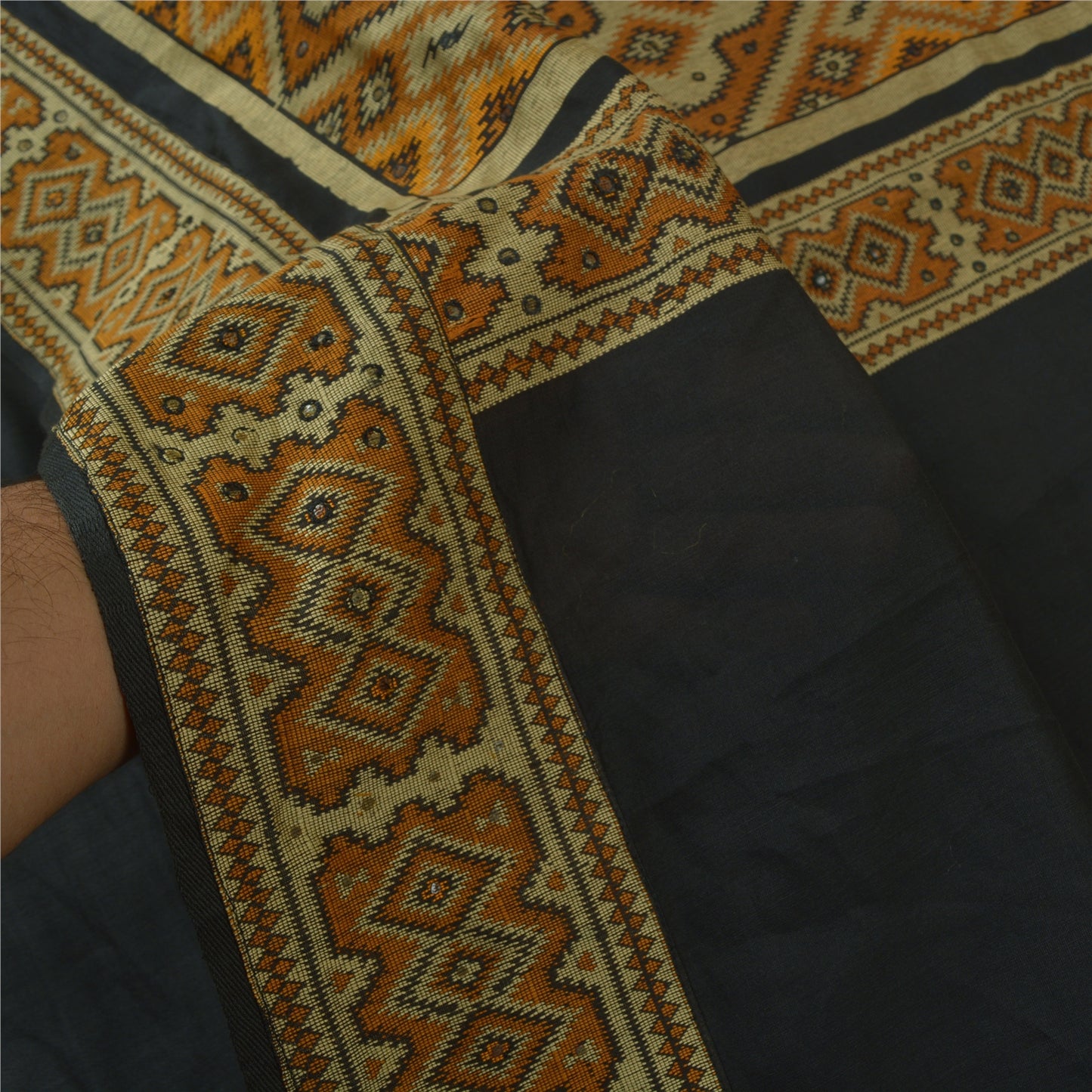 Sanskriti Vintage Saffron Heavy Indian Sarees 100% Pure Silk Woven Sari Sustainable Fabric