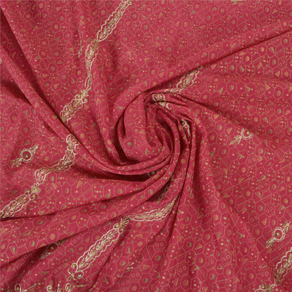 Sanskriti Vintage Red Heavy Sarees Art Silk Hand Beaded Painted Sari Sustainable Fabric