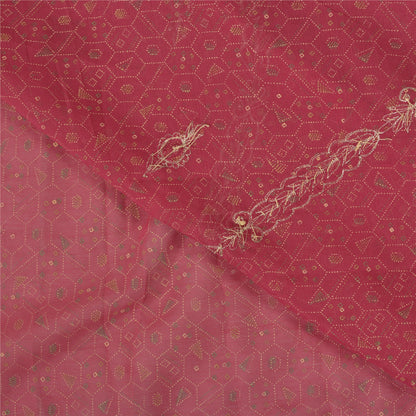 Sanskriti Vintage Red Heavy Sarees Art Silk Hand Beaded Painted Sari Sustainable Fabric