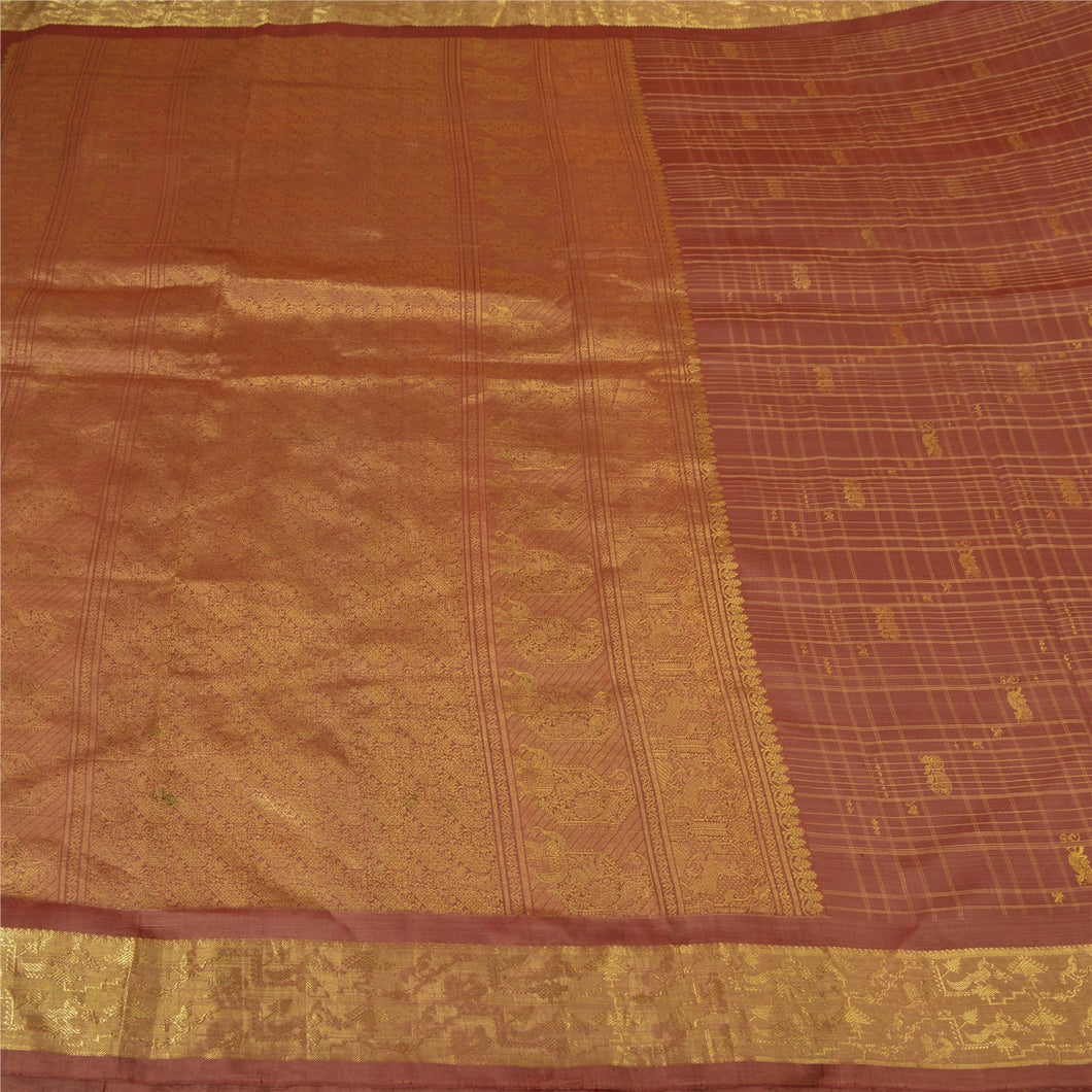 Sanskriti Vintage Heavy Party Sarees Pure Silk Woven Brocade Animal Sari Fabric