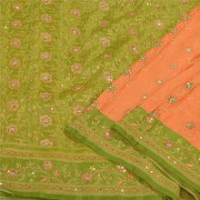Load image into Gallery viewer, Sanskriti Vintage Heavy Sarees Pure Satin Silk Hand Beaded Woven Sari Fabric
