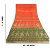 Sanskriti Vintage Orange Heavy Sarees Pure Silk Woven Brocade Animal Sari Sustainable Fabric