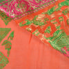 Sanskriti Vintage Orange Heavy Sarees Pure Silk Woven Brocade Animal Sari Sustainable Fabric