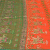 Sanskriti Vintage Orange Heavy Sarees Pure Silk Woven Brocade Animal Sari Sustainable Fabric