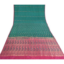 Load image into Gallery viewer, Sanskriti Vintage Green Heavy Wedding Sarees Pure Silk Woven Brocade Sari Fabric
