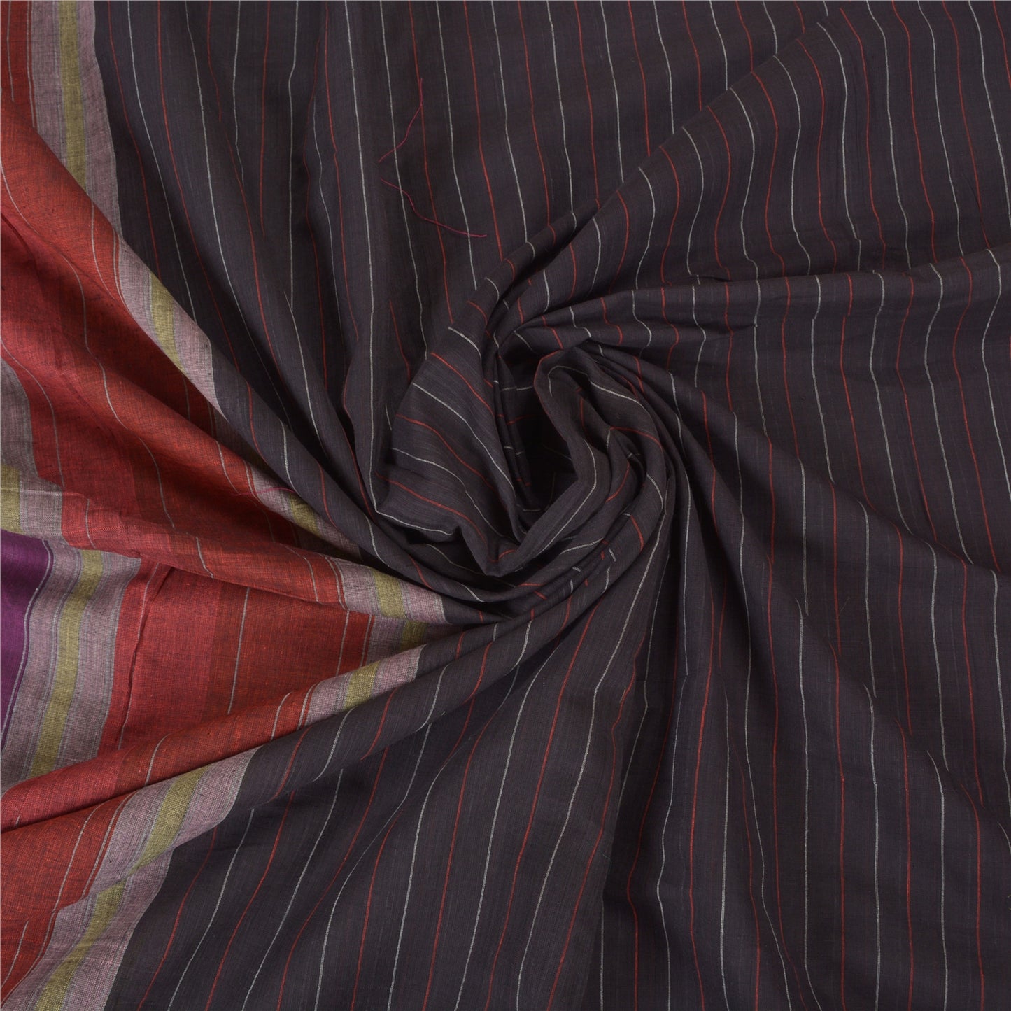 Sanskriti Vintage Sorte Tunge Indiske Sarier 100% Ren Bomuld Vævet Sari Bæredygtigt Stoff