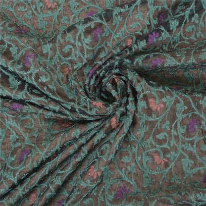 Sanskriti Vintage Ivory Heavy Sarees Pure Chanderi Silk Hand Beaded Sari Sustainable Fabric