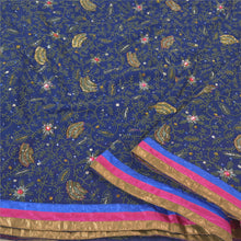 Load image into Gallery viewer, Sanskriti Vintage Blue Heavy Sarees Pure Georgette Beaded Chikankari Sari Fabric
