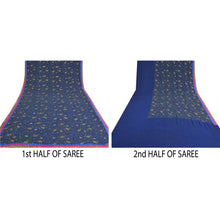 Load image into Gallery viewer, Sanskriti Vintage Blue Heavy Sarees Pure Georgette Beaded Chikankari Sari Fabric
