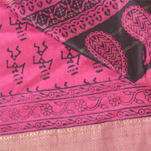 Load image into Gallery viewer, Sanskriti Vintage Pink Heavy Sarees Pure Silk Block Print Warli Art Sari Fabric
