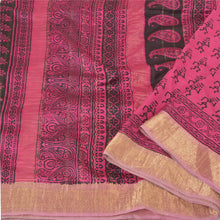 Load image into Gallery viewer, Sanskriti Vintage Pink Heavy Sarees Pure Silk Block Print Warli Art Sari Fabric
