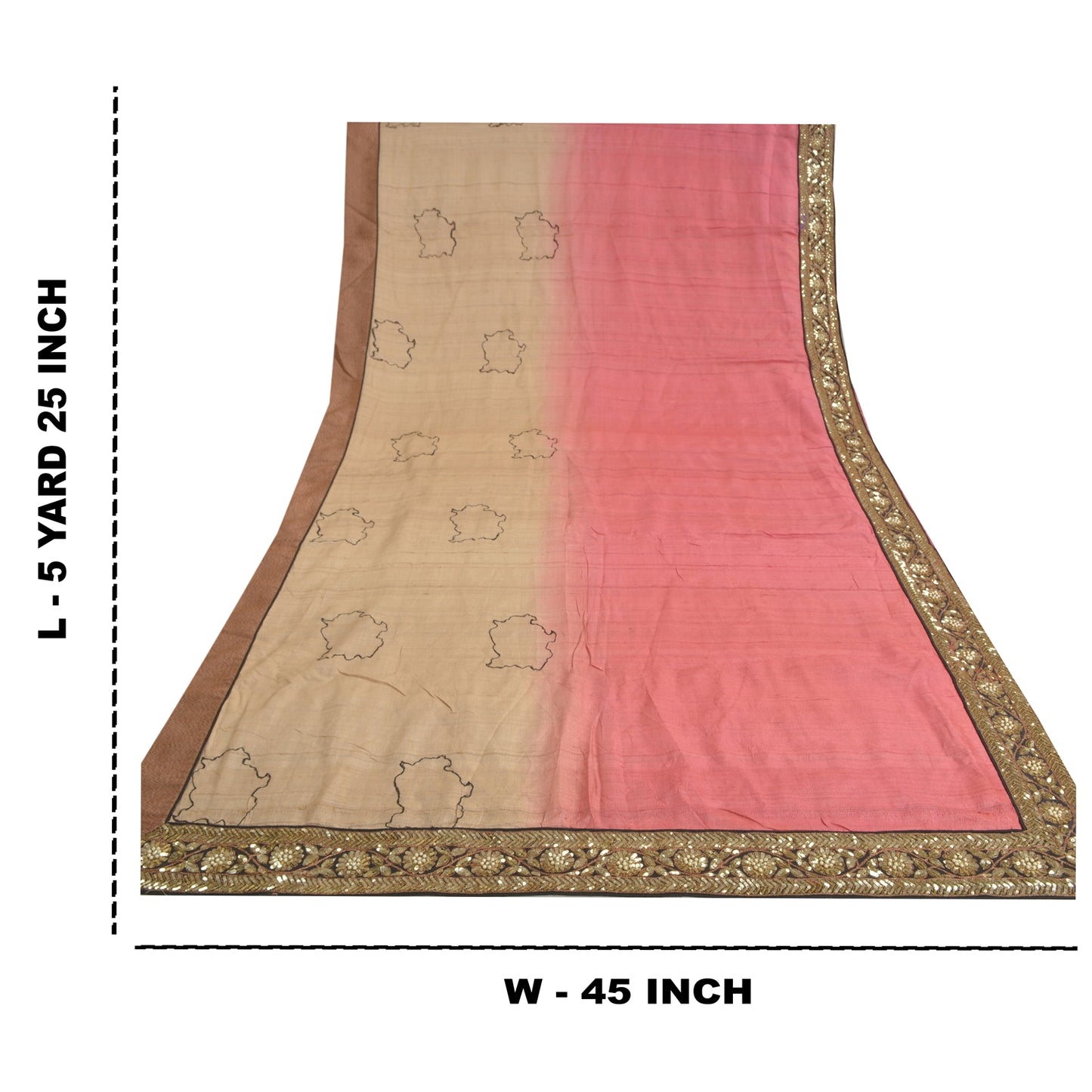 Sanskriti Vintage Pink Indian Sarees 100% Pure Silk Hand Beaded Sari Sustainable Fabric