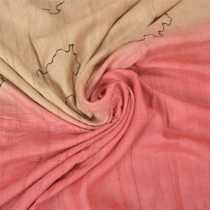 Sanskriti Vintage Pink Indian Sarees 100% Pure Silk Hand Beaded Sari Sustainable Fabric