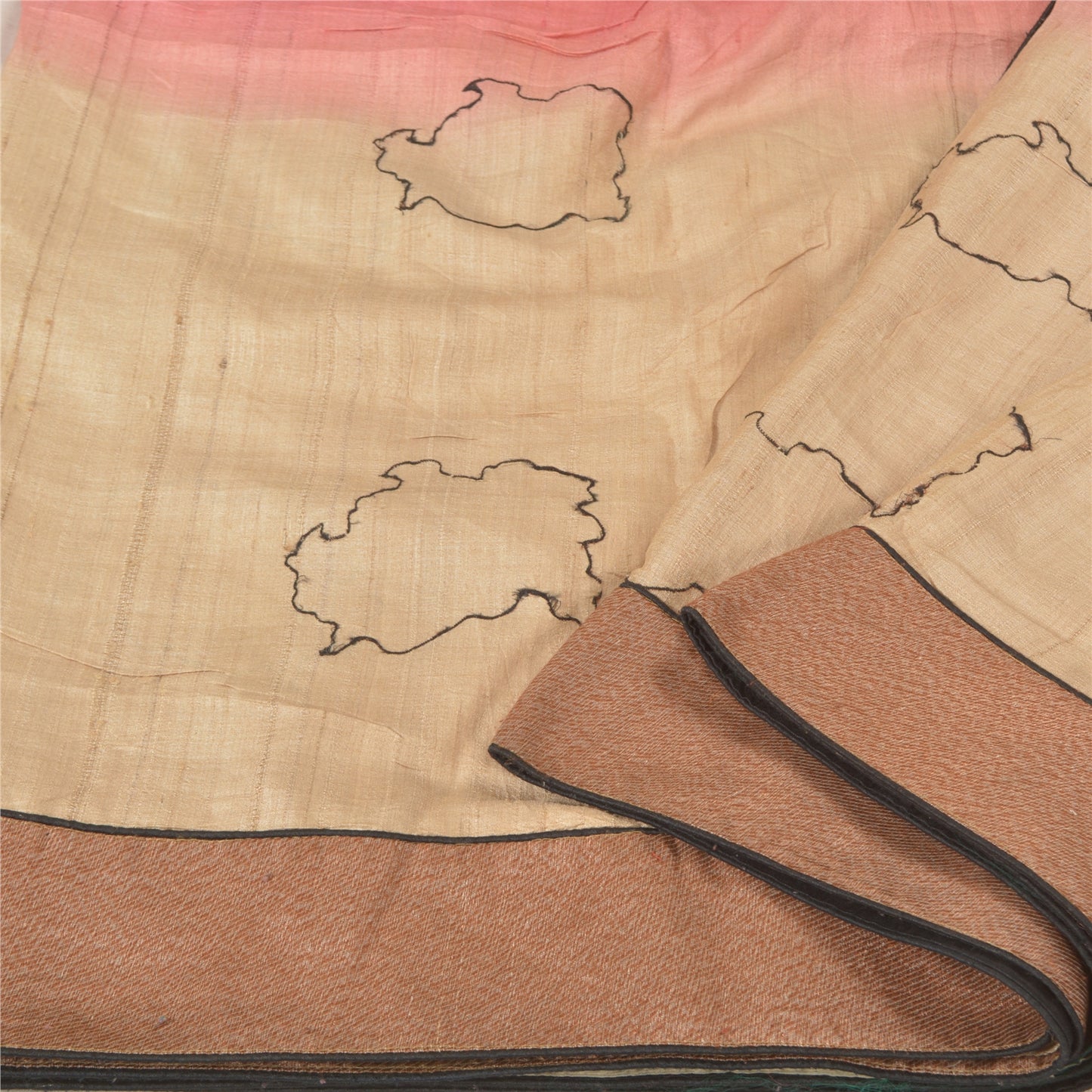 Sanskriti Vintage Pink Indian Sarees 100% Pure Silk Hand Beaded Sari Sustainable Fabric