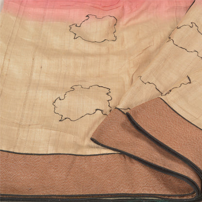 Sanskriti Vintage Pink Indian Sarees 100% Pure Silk Hand Beaded Sari Sustainable Fabric