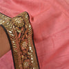 Sanskriti Vintage Pink Indian Sarees 100% Pure Silk Hand Beaded Sari Sustainable Fabric