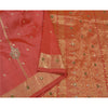 Sanskriti Vintage Pink Heavy Sarees Pure Silk Hand Beaded Brocade Sari Sustainable Fabric